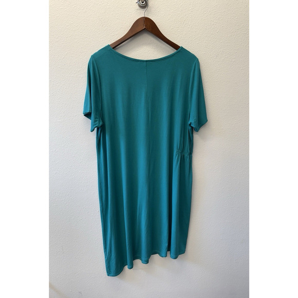 Eileen Fisher Knit Dress Womens Plus Size 1X Blue Green Jersey Stretch - Picture 3 of 8